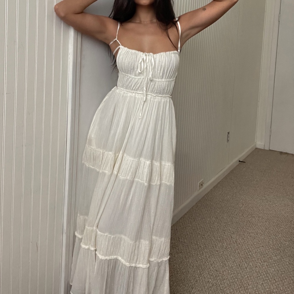 Free people taking sides maxi dress — ivory